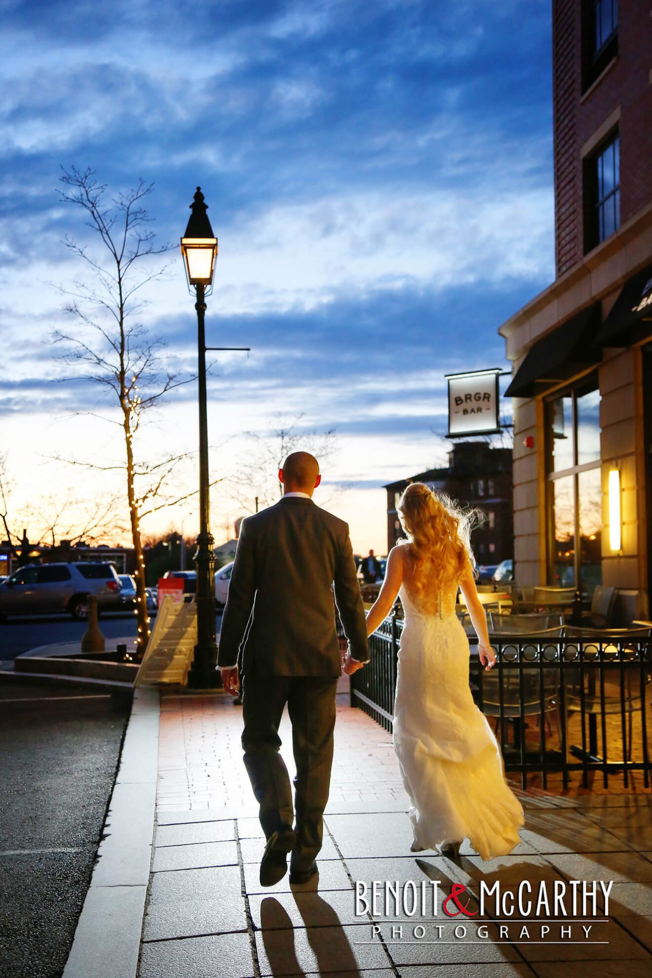 Night Photo of Bride & Groom at Portsmouth Harbor Events